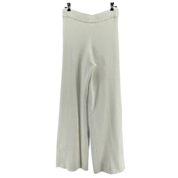 Alo Yoga 'Snuggle' Ivory Nylon Up Sweater High-Waist Wide Leg Pant Size S - Picture 3 of 6